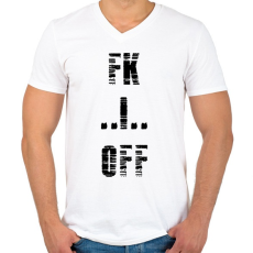 PRINTFASHION FK OFF - Férfi V-nyakú póló - Fehér