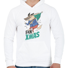 PRINTFASHION Fkn Christmas - kbsztt Karácsony - Férfi kapucnis pulóver - Fehér