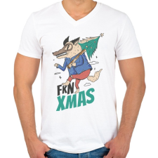 PRINTFASHION Fkn Christmas - kbsztt Karácsony - Férfi V-nyakú póló - Fehér férfi póló