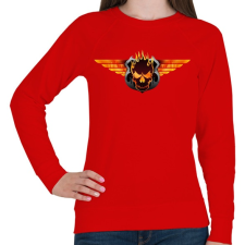PRINTFASHION Flaming skull - Női pulóver - Piros női pulóver, kardigán