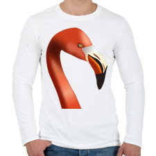 PRINTFASHION Flamingó - Férfi hosszú ujjú póló - Fehér férfi póló
