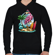 PRINTFASHION flamingo - Férfi kapucnis pulóver - Fekete