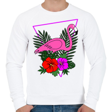 PRINTFASHION Flamingo  - Férfi pulóver - Fehér férfi pulóver, kardigán