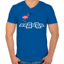 PRINTFASHION Flamingo @#& - Férfi V-nyakú póló - Királykék férfi póló