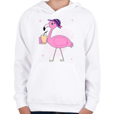 PRINTFASHION Flamingo  - Gyerek kapucnis pulóver - Fehér gyerek pulóver, kardigán