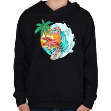 PRINTFASHION flamingo - Gyerek kapucnis pulóver - Fekete gyerek pulóver, kardigán