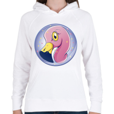 PRINTFASHION Flamingó - Női kapucnis pulóver - Fehér női pulóver, kardigán
