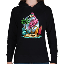 PRINTFASHION flamingo - Női kapucnis pulóver - Fekete női pulóver, kardigán