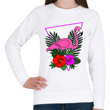 PRINTFASHION Flamingo  - Női pulóver - Fehér női pulóver, kardigán