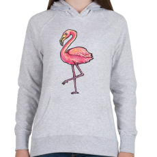 PRINTFASHION Flamingó vízfesték - Női kapucnis pulóver - Sport szürke