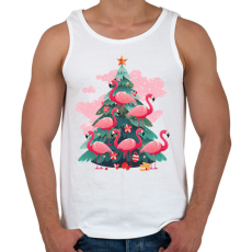 PRINTFASHION Flamingós karácsonyfa - Férfi atléta - Fehér