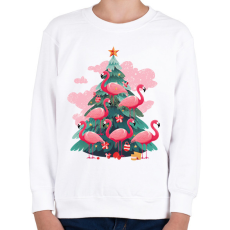 PRINTFASHION Flamingós karácsonyfa - Gyerek pulóver - Fehér