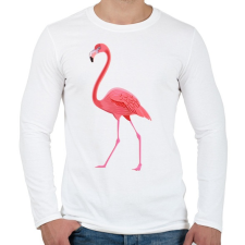PRINTFASHION Flamingós póló - Férfi hosszú ujjú póló - Fehér férfi póló