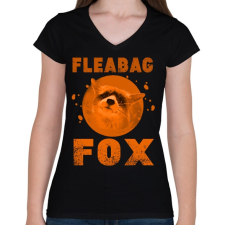 PRINTFASHION FLEABAG FOX2 - Női V-nyakú póló - Fekete női póló