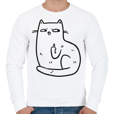 PRINTFASHION Flegma macska - Férfi pulóver - Fehér