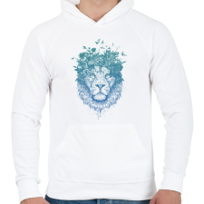 PRINTFASHION Floral lion - Férfi kapucnis pulóver - Fehér férfi pulóver, kardigán