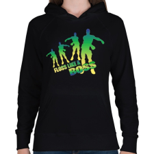 PRINTFASHION Floss like a Boss - Női kapucnis pulóver - Fekete női pulóver, kardigán