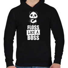 PRINTFASHION Floss táncos panda - Férfi kapucnis pulóver - Fekete férfi pulóver, kardigán