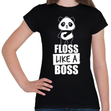 PRINTFASHION Floss táncos panda - Női póló - Fekete női póló