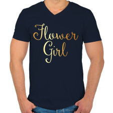 PRINTFASHION Flower girl - Férfi V-nyakú póló - Sötétkék férfi póló