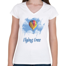 PRINTFASHION flying free - Női V-nyakú póló - Fehér
