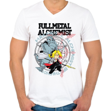 PRINTFASHION FMA Brotherhood - Férfi V-nyakú póló - Fehér