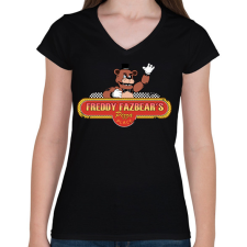 PRINTFASHION fnaf logó (kopott) - Női V-nyakú póló - Fekete női póló