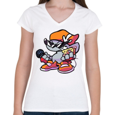 PRINTFASHION FNF - Női V-nyakú póló - Fehér női póló