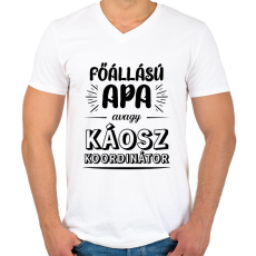 PRINTFASHION Főállású apa - Férfi V-nyakú póló - Fehér