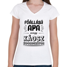 PRINTFASHION Főállású apa - Női V-nyakú póló - Fehér női póló