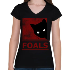 PRINTFASHION FOALS BLACK CAT - Női V-nyakú póló - Fekete