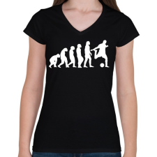 PRINTFASHION Foci Evolúció - Női V-nyakú póló - Fekete női póló