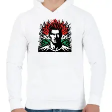 PRINTFASHION Foci - Férfi kapucnis pulóver - Fehér férfi pulóver, kardigán