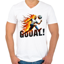 PRINTFASHION Foci - Férfi V-nyakú póló - Fehér férfi póló