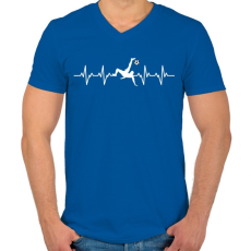 PRINTFASHION Foci pulzus - Férfi V-nyakú póló - Királykék