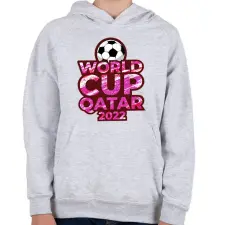 PRINTFASHION Foci világbajnokság Qatar 2022  - Gyerek kapucnis pulóver - Sport szürke gyerek pulóver, kardigán