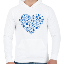 PRINTFASHION Focis szív - Férfi kapucnis pulóver - Fehér férfi pulóver, kardigán