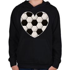 PRINTFASHION Focis szív - Gyerek kapucnis pulóver - Fekete gyerek pulóver, kardigán