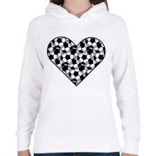 PRINTFASHION Focis szív - Női kapucnis pulóver - Fehér női pulóver, kardigán