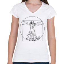 PRINTFASHION Focista - Da Vinci - Női V-nyakú póló - Fehér női póló