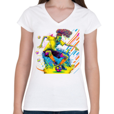 PRINTFASHION Focista - Női V-nyakú póló - Fehér