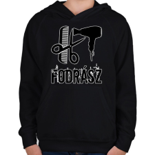 PRINTFASHION Fodrász  - Gyerek kapucnis pulóver - Fekete gyerek pulóver, kardigán