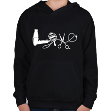 PRINTFASHION Fodrász Love - Gyerek kapucnis pulóver - Fekete gyerek pulóver, kardigán