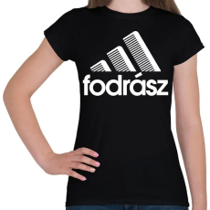PRINTFASHION fodrász márkaparódia - fehér - Női póló - Fekete