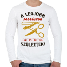 PRINTFASHION Fodrász szülinapja január színes - Férfi hosszú ujjú póló - Fehér