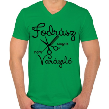 PRINTFASHION Fodrász vagyok, nem varázsló - Férfi V-nyakú póló - Zöld férfi póló