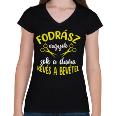 PRINTFASHION Fodrász vagyok, sok a duma - Női V-nyakú póló - Fekete