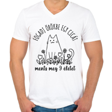 PRINTFASHION Fogadj örökbe egy cicát - Férfi V-nyakú póló - Fehér férfi póló