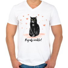 PRINTFASHION Fogadj örökbe - Férfi V-nyakú póló - Fehér férfi póló