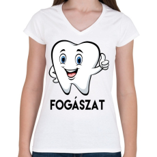 PRINTFASHION Fogászat - Női V-nyakú póló - Fehér